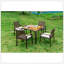 Ensemble de table de salle à manger toutes saisons 5 pièces, ensemble de conversation pour patio avec trou pour parasol et extérieur en rotin