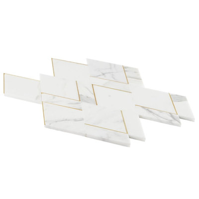 SAMPLE - Mehko Polished Marble and Brass Tile