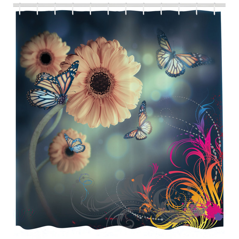 Shower Curtain with Hooks Included, 75" H x 69" W