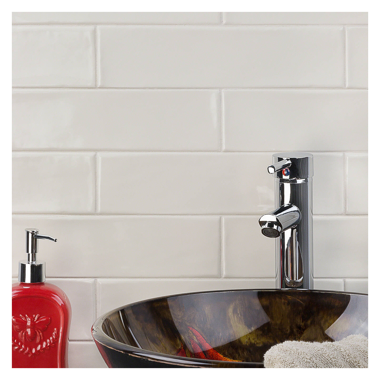 Midland 3'' W x 12'' L Polished Ceramic Subway Tile (5.38 sq. ft. / box), Rumba Ivory