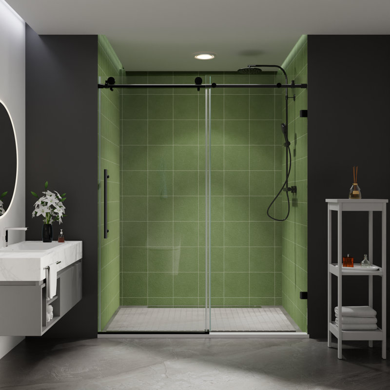 Porte de douche sans cadre à porte coulissante simple l 56 po x l 60 po x H 74 po