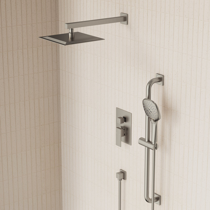 Système de douche à pression équilibrée, robinet de douche à pluie de 10 pouces avec douche à main à 3 fonctions