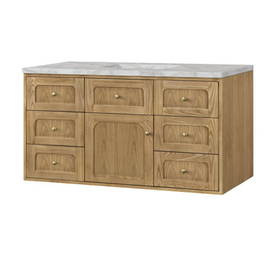 Laurent 48" Single Vanity, Light Natural Oak W/FreePower Wireless Charger