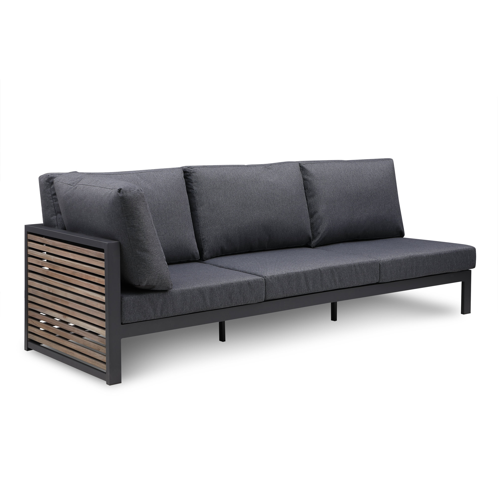 Pawni Teak 5 - Person Outdoor Sectional Seating Group with Custom Covers, Right Hand Facing