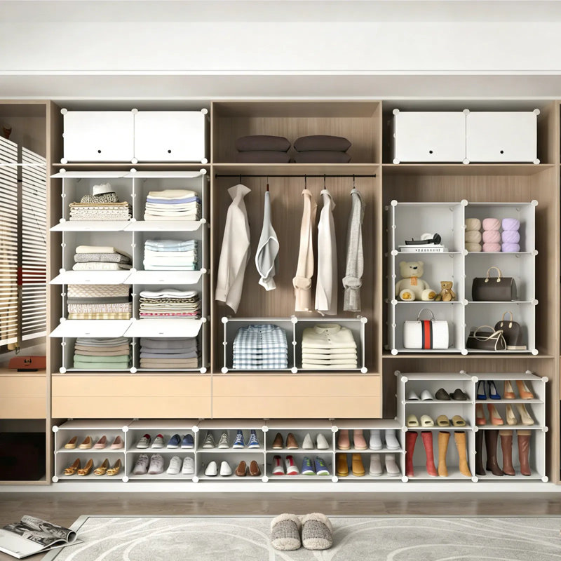 Armoire de rangement pour chaussures empilable avec portes - Organisateur amovible et peu encombrant pour vestibule, chambre à coucher ou bureau