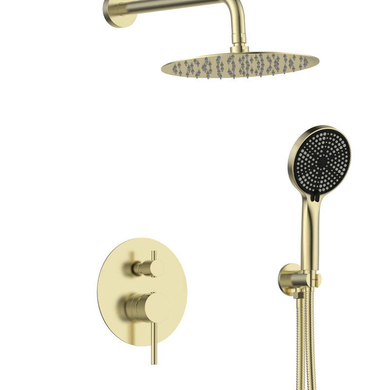 Système de douche ronde avec douchette à main DAX Salerno, doré, Doré