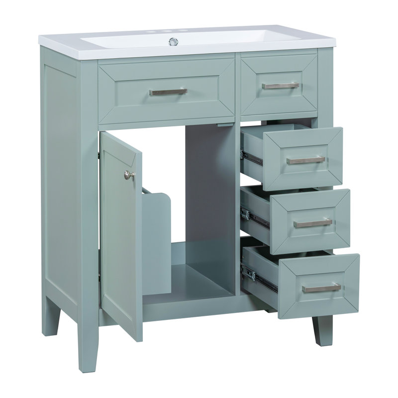 30" Bathroom Vanity With Sink Combo, Green/Silver