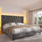 Bed Frame With 51"High Velvet Upholstered  Wingback Headboard, Platform Bed With Charging Station And Led Lights-655026584-655026587
