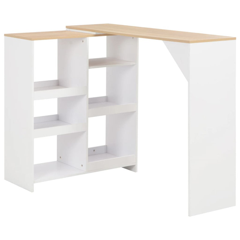Adjustable Bar Table With Movable Shelf - White 138X39x110 Cm - Modern & Versatile Design, Brown