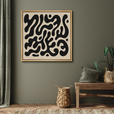 Reproduction d'art sur toile encadrée - œuvre d'art abstraite minimaliste et neutre pour le salon