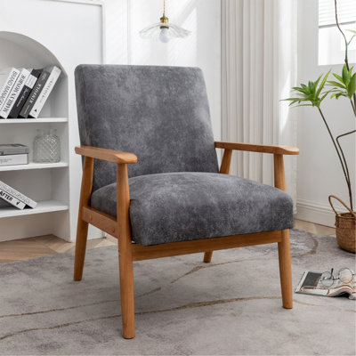 25.38'' Wide Classic Mid-Century Modern Armchair, Grey