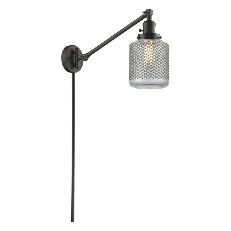 Iyana Plug-in Swing Arm Sconce, Oil Rubbed Bronze, 60 Watt Vintage Incandescent Bulb, Clear Wire Mesh