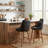 Faux Leather Bar Stool Modern Barstool With Back & Wood Legs, Counter Height Upholstered Bar Chair For Kitchen Island-39059542