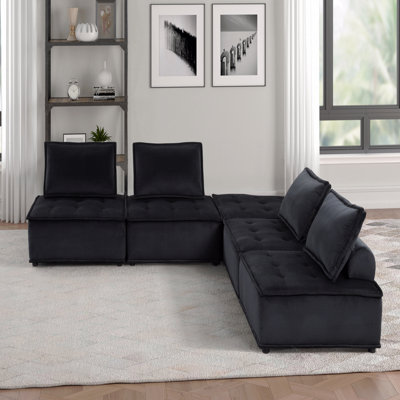 Canapé modulaire Basic, velours 5 pièces 120 po