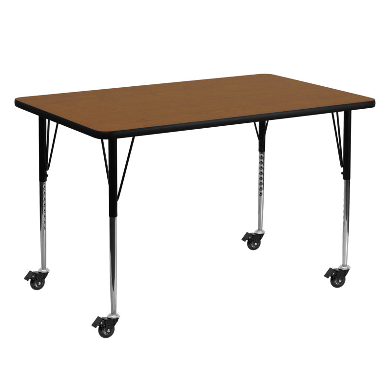 Table d'activité rectangulaire en stratifié Goddard Mobile l 24 po x L 48 po, L 30 po x P 60 po x H 22,37 po à 30,5 po, Chêne