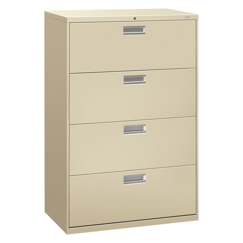 Beige 4-Drawer Lockable Lateral File Cabinet