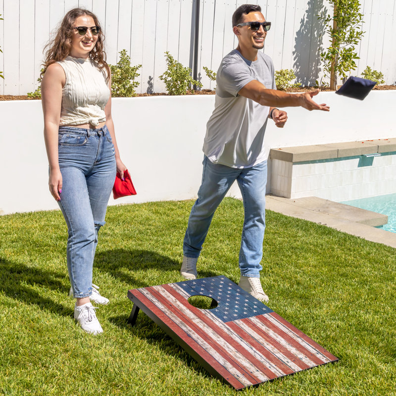 American Flag 3' x 2' MDF Cornhole Set with Bean Bags