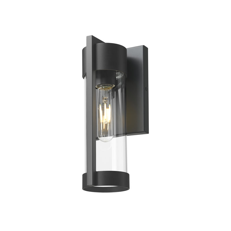 Applique murale d'extérieur 1 lumière noir mat 10 po avec verre transparent Stratford, Clair, Noir mat, 10.5