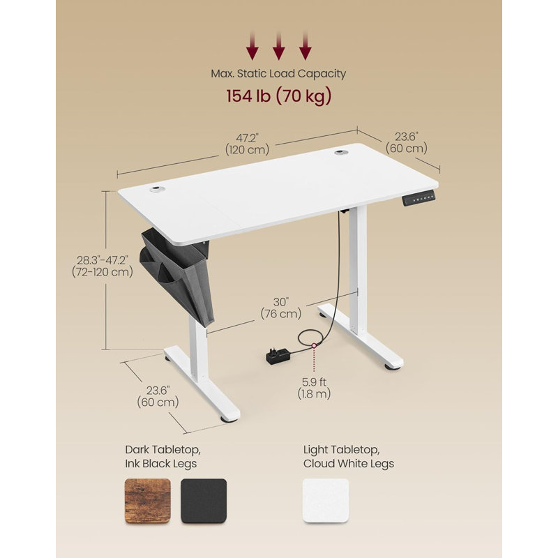 Metal Base Standing Desk with Power Outlet