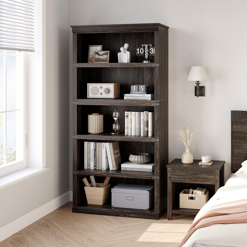 Bookshelves and Bookcases Farmhouse Book Shelf with Storage Open Display Bookshelves Tall Book Case Floor Standing Home Decor Furniture for Home Office Living Room Bed Room