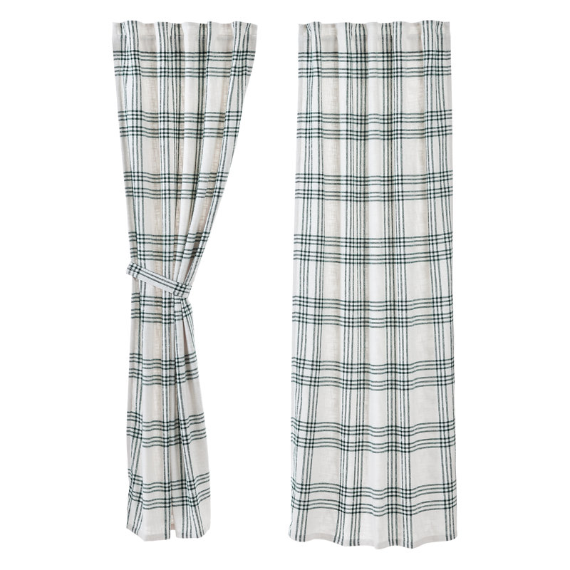 Cohe 100% Cotton Room Darkening Curtain Panel Pair, 40" W x 84" H, Green/White