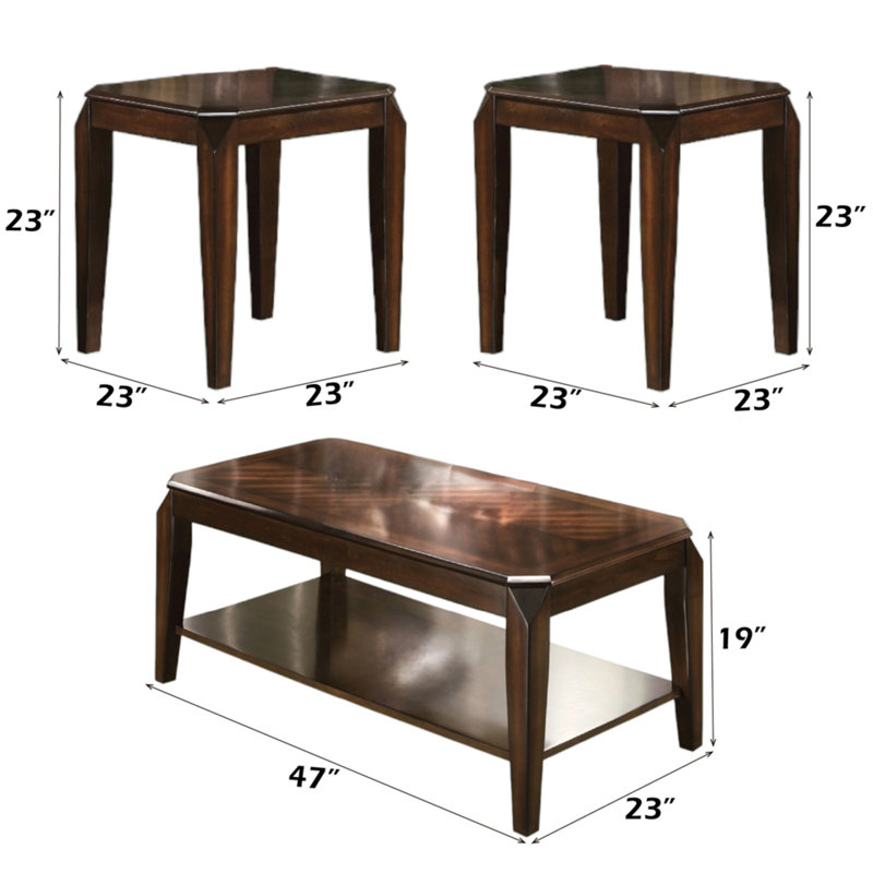 Ensemble de tables basses et de tables de bout 3 pièces Aveline