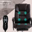 Fauteuil de bureau avec 6 points de vibration, chauffant lombaire, hauteur réglable, repose-pieds, inclinable, fauteuil inclinable en cuir brun