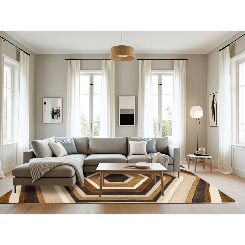 Tapis beige lavable à la machine, Rectangulaire 8 pi x 10 pi