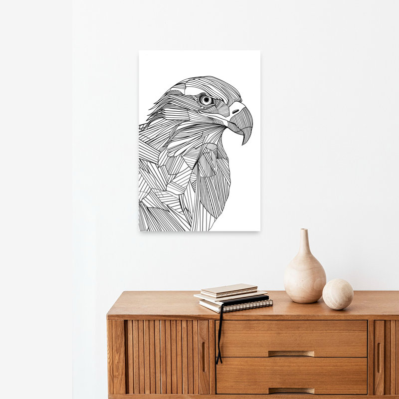 Bold Geometric Eagle Contemporary Modern Retro Bird Eagle Wall Art Print 1 Piece Wrapped Canvas Wall Art