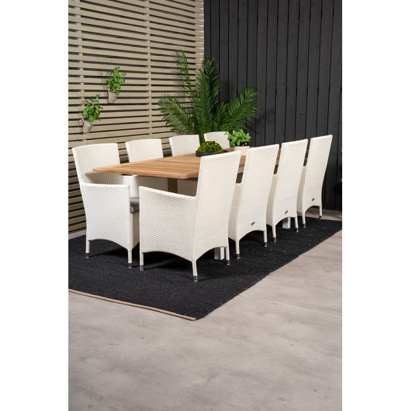 Navya 8 - Person Patio Dining Set with Extendable Rectangular Table , Cushions Included
