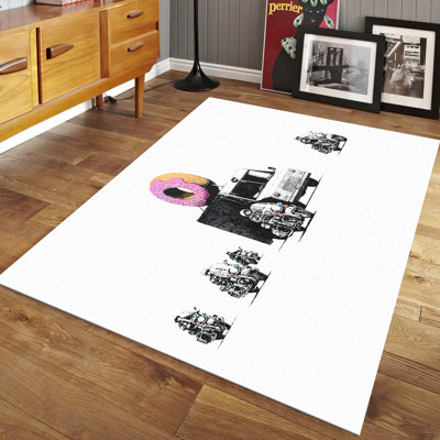 Tapis chic à imprimé doux non tissé avec un motif géométrique monochrome sophistiqué pour une pièce décorative contemporaine