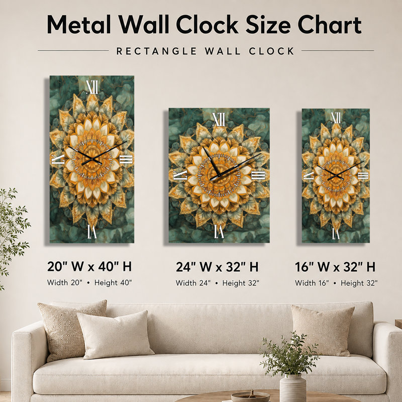 Horloge murale décorative bohème Yalchin I - Horloge murale Yalchin I, H 32 po x l 16 po - Rectangle