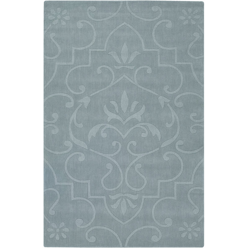Worcester Hand-Tufted Wool Blue High Low Floral Modern Area Rug, Blue, Rectangle 5' x 7'