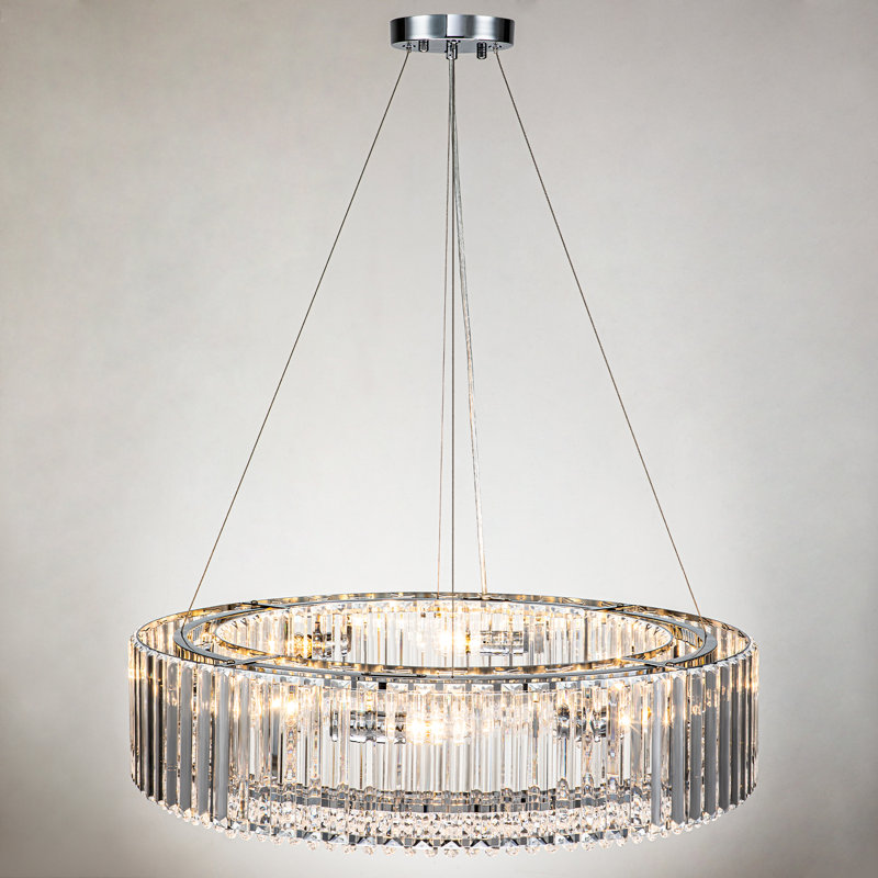 Craggie 6 - Light Round Crystal Chandelier, Chrome, 16.5cm H x 66cm W x 66cm D