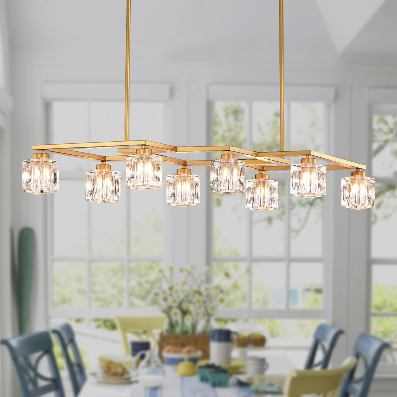 Lustre en cristal Fine Elegance à hauteur réglable (ampoule incluse), Doré, Oui