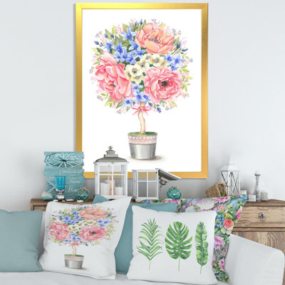 Flower Tree In A Pot With A Bow - Reproduction de photo sur toile