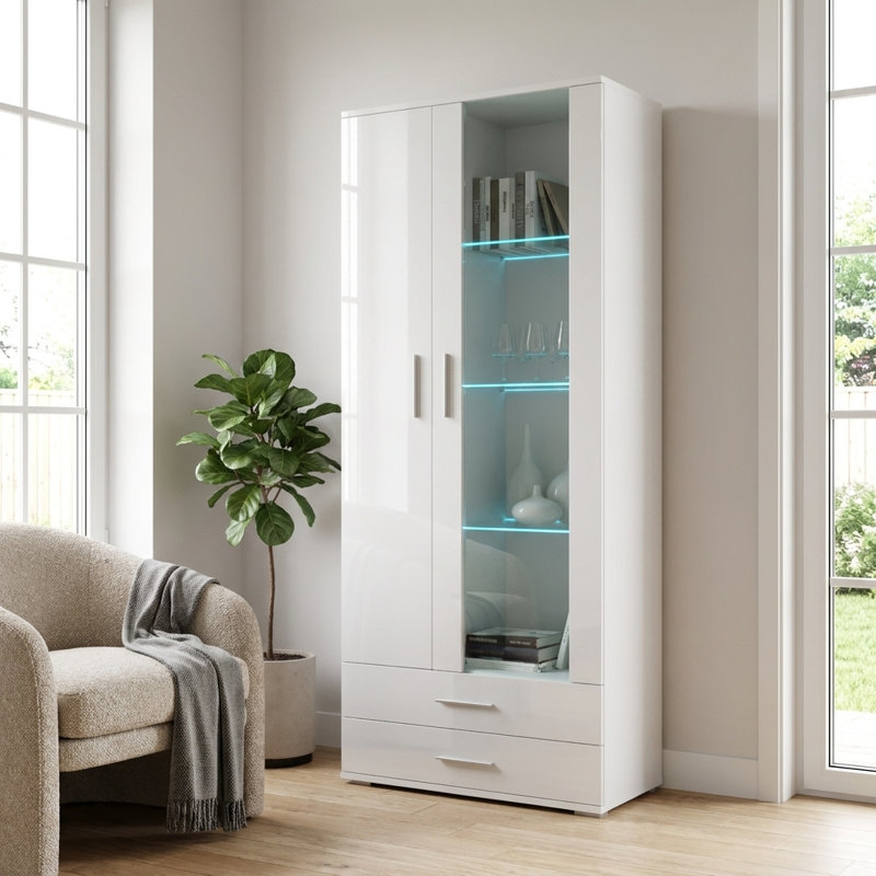 Sabala 75.50" H x 31.5" W Standard Bookcase, White