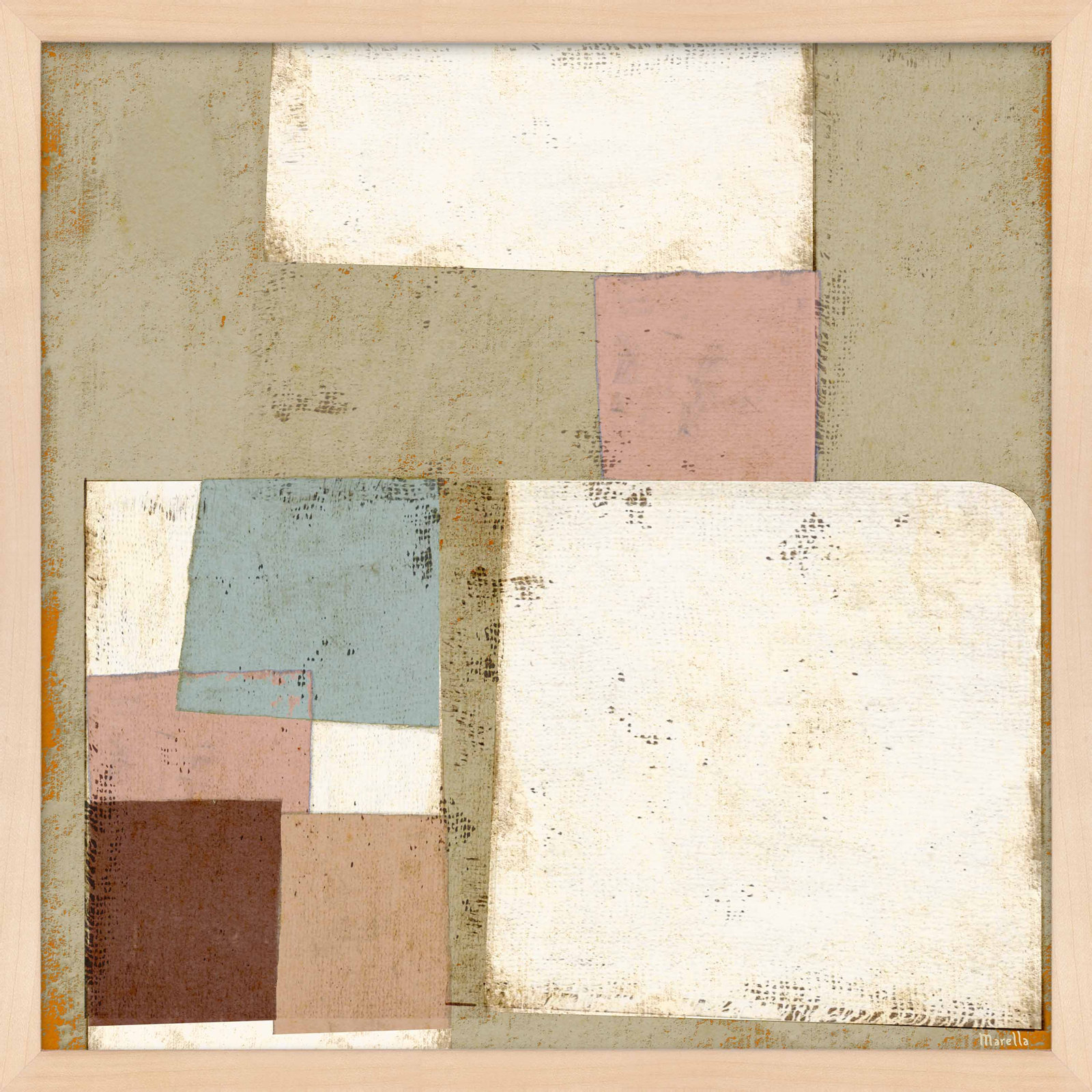 Patchwork 2 by Marco Marella for Studio M - Framed Wall Art, 24" H x 24" W, Paper, Maple