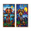 Ensemble de 2 reproductions géométriques multicolores «I», art mural-1319254359-1319254360-1319254378