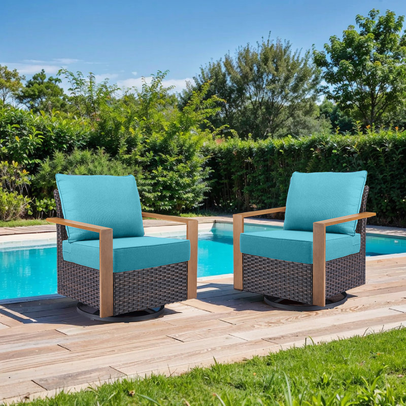 6" Outdoor Cushions For Patio Furniture, 22X24x6 Thick Seat Cushion Set Of 3, Fade Resistant Couch Chair Replacement Cushions High Density Deep Wicker Chair Cushion W/Removable Cover