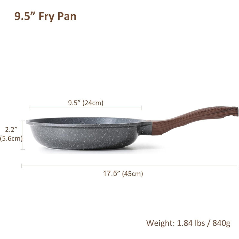 Poêle à frire antiadhésive, poêle à omelette en granit suisse, batterie de cuisine en pierre saine, sans PFOA