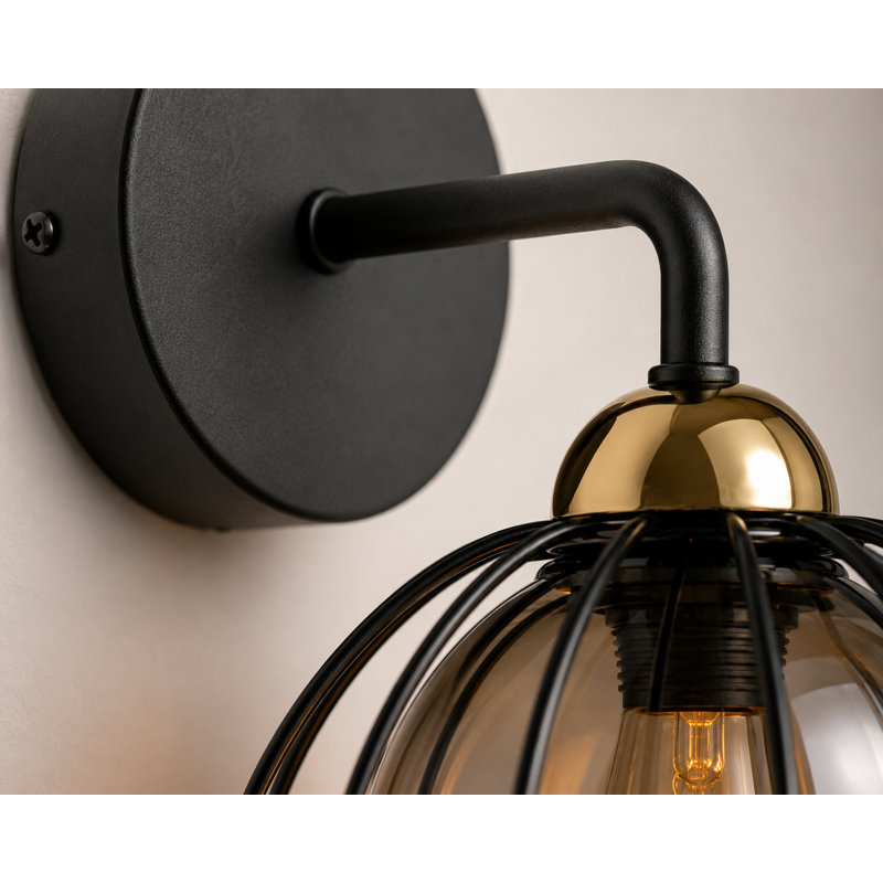 Steel Armed Sconce, 27 cm H x 20 cm W x 26 cm D, 1