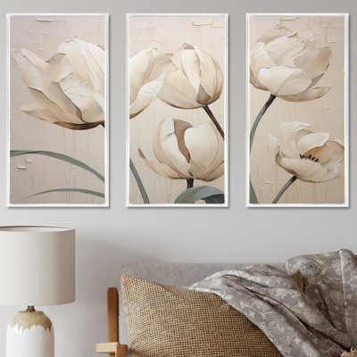 Ensemble de salon Minimalisme White Tulips Symphony II - Tulips Wall Art