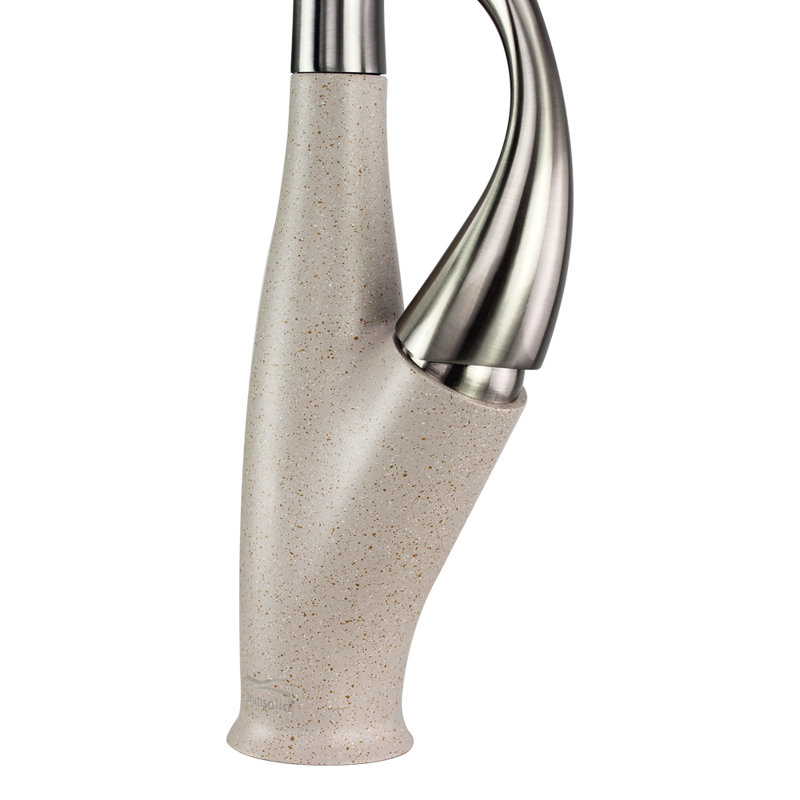 Évier de cuisine avec robinet encastré l 32 po x l 19 po granite Radius, Café latté, Acier inoxydable de luxe / Café latte