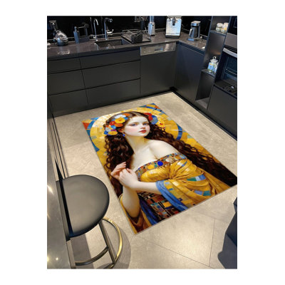 Posing Patterned Decorative Machine Washable Rug