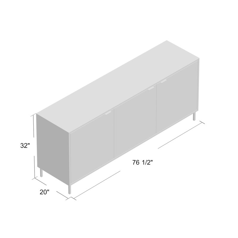 Herringbone 76.5'' W Solid Wood Sideboard