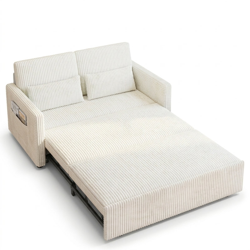 Canapé-lit inclinable 3-en-1 avec coussins et poches latérales Modern, Jaune