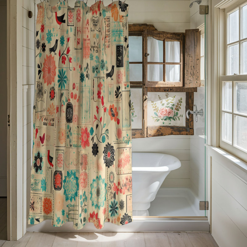 Rideau de douche Vintage Bloom, H 74 po x l 71 po