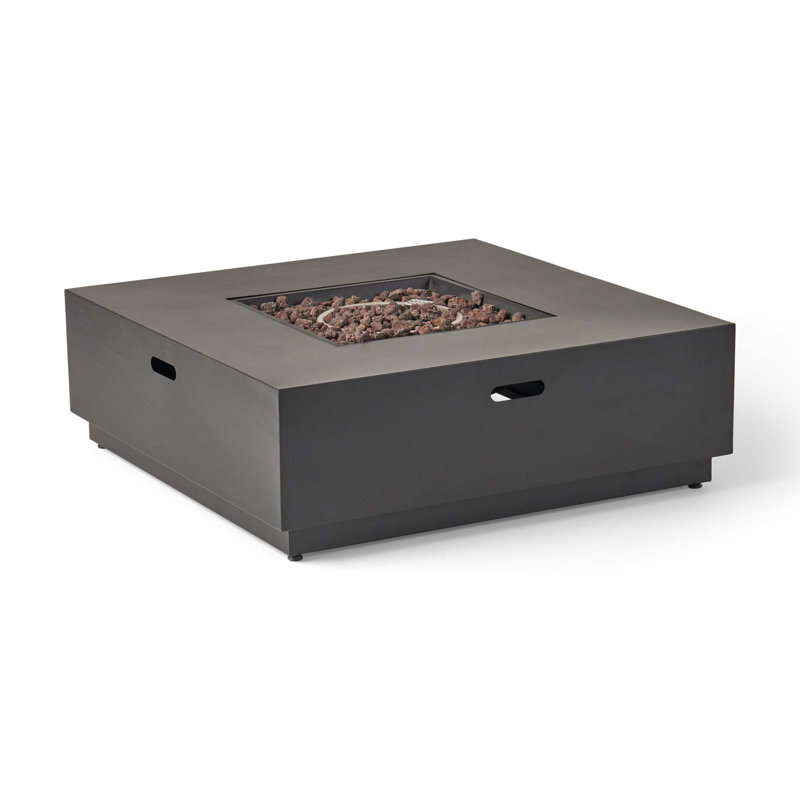 Square Iron Fire Pit-50 000 Btu, Dark Gray