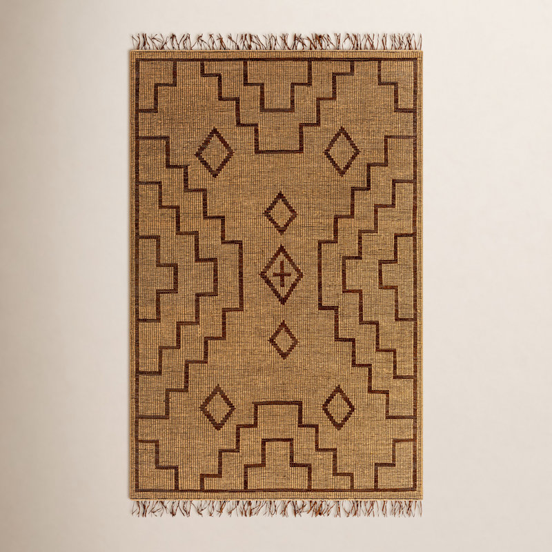 Southwestern Area Rug in Tan, Rectangle 6' x 9'